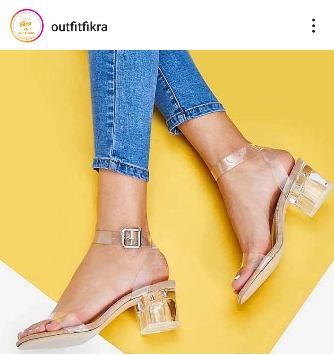 TRANSPARENT HEEL( Free Delivery ) Message us on Instagram or WhatsApp for any kind of information we are available