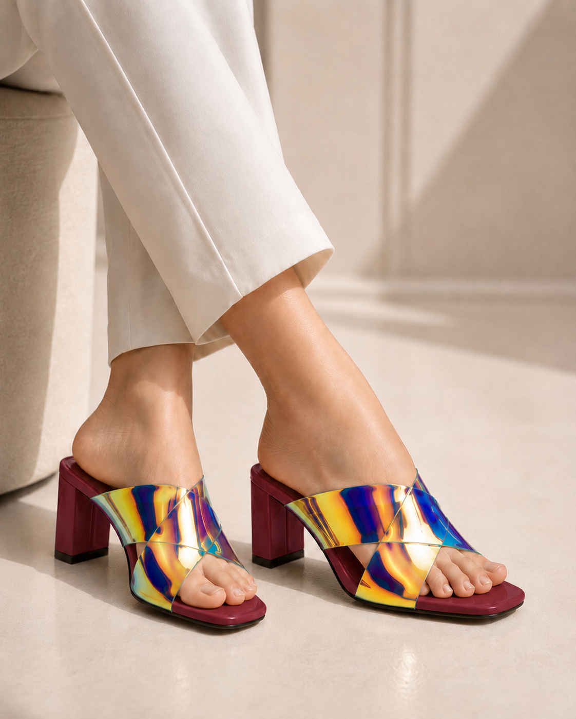 GLASS CROSS HEEL((More Rs 500 Discount Buy Any 2 Design. You can Message us on Instagram & What's App for any information))